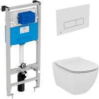 Комплект инсталляции с подвесным унитазом IDEAL STANDARD Prosys Tesi с сиденьем и кнопкой TT00002/121AC